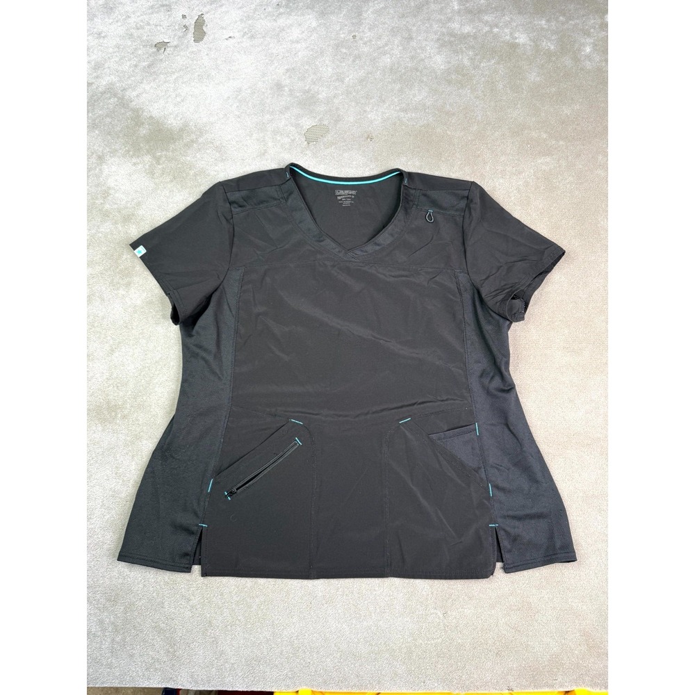 Scrubstar Performance Scrub Top Womens 2XL Black Mesh V-Neck WM01T877